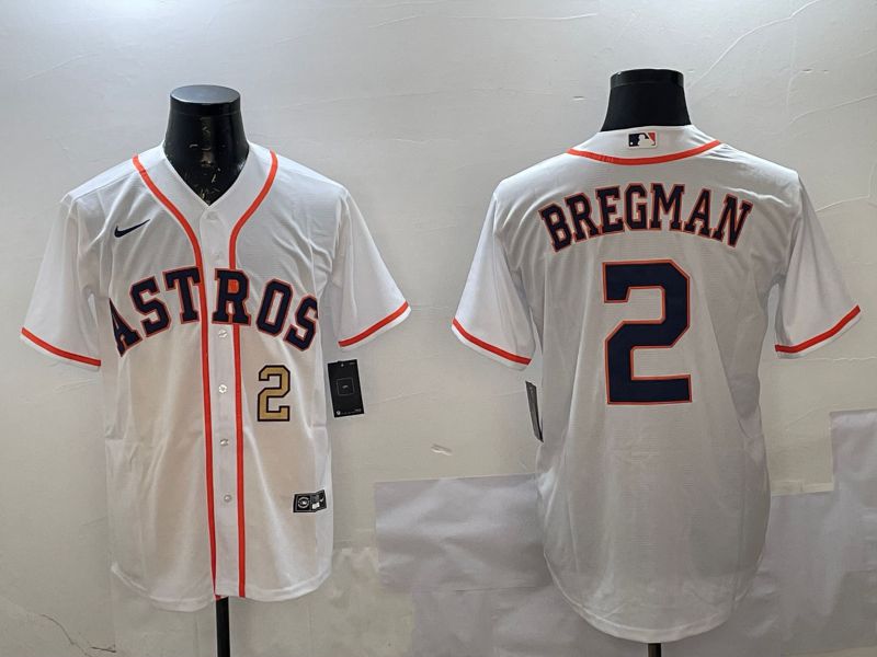 Men Houston Astros 2 Bregman White Game 2025 Nike MLB Jersey style 2